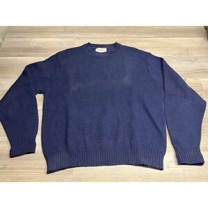VINTAGE Jantzen Sweater Mens XL Solid Blue Round Neck Made in USA